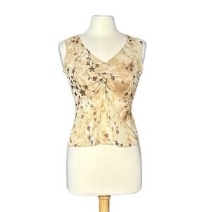 Brown Cream Sparkley Glitter Y2K Sheer Cropped Tank Top S11